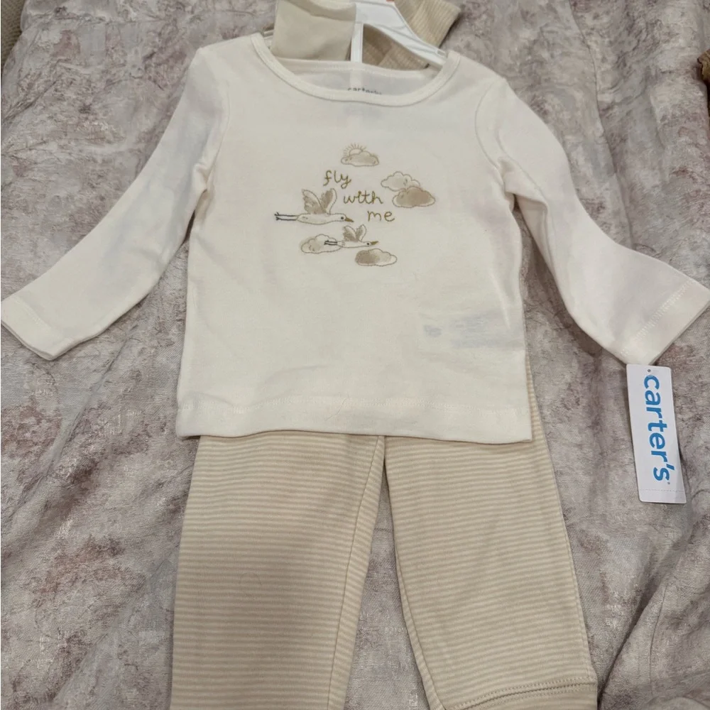 Carter's Cream and Tan 'Fly With Me' Pajama Set